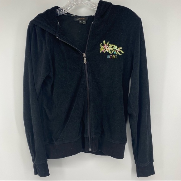 BCBGMaxazria Sz Large Black Peacock Track Jacket - Picture 6 of 6